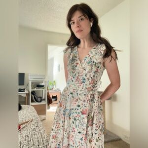 Adelyn Rae floral eyelet wrap midi dress